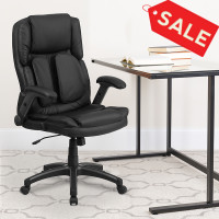 Flash Furniture BT-90275H-GG Extreme Comfort High Back Black Leather Executive Swivel Office Chair